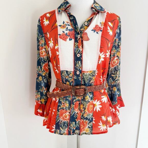 Vintage Hand Made Tooled Brown Western Leather Belt Mexico Wood Buckle 26-30 Sm - Picture 2 of 12